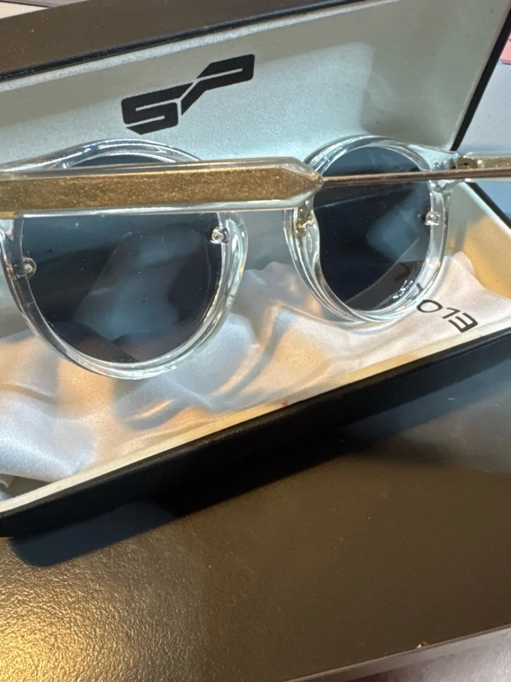 Celine Clear Frame Round Sunglasses with Black Lenses - Women
